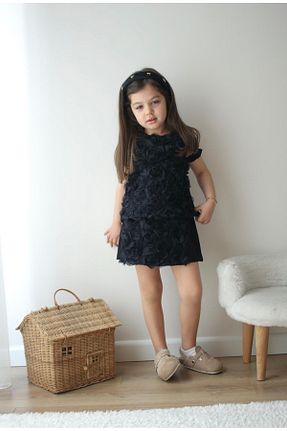ست بالاتنه و پائین تنه مشکی بچه گانه بافت Canbi Kids - کد 940451889
