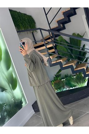 ست بالاتنه و پائین تنه خاکی زنانه رگولار İkoll - کد 940556315