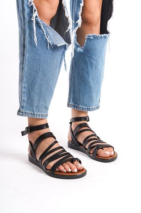صندل مشکی زنانه پاشنه تخت papushe shoes - کد 940536539