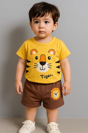 ست بالاتنه و پائین تنه زرد بچه گانه بافت KGN GİYİM - کد 940527984