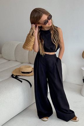 ست بالاتنه و پائین تنه مشکی بچه گانه بافتنی Monila - کد 940683708