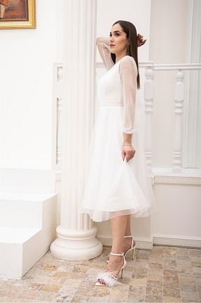 کفش پاشنه بلند کلاسیک سفید زنانه چرم مصنوعی FS KOMBİN - کد 672467738