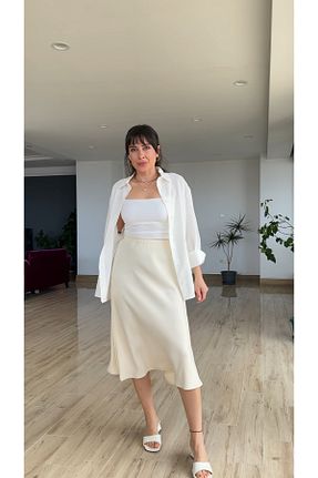 دامن بژ زنانه ساتن AYSEGUL SOZKESEN - کد 940565303
