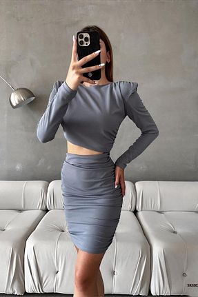 لباس طوسی زنانه کرپ Deafox - کد 939869298