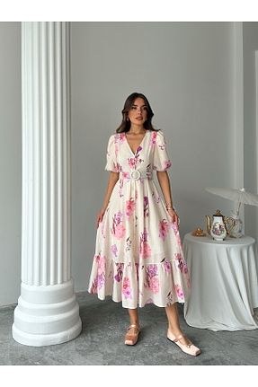 لباس صورتی زنانه کتان Ayinsu - کد 940601477