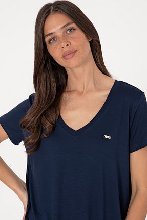تیشرت سرمه ای زنانه یقه هفت U.S. Polo Assn. - کد 936868174