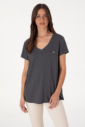 تیشرت طوسی زنانه یقه هفت U.S. Polo Assn. - کد 936868387