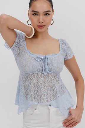 بلوز آبی زنانه ساده Addax - کد 940627758