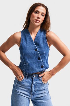 جلیقه آبی زنانه پنبه ای its basic - کد 940606178