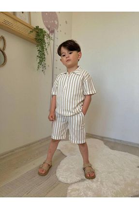 ست بالاتنه و پائین تنه قهوه ای بچه گانه بافت Narin kids - کد 940777294