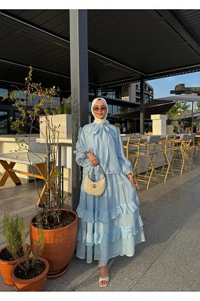 ست بالاتنه و پائین تنه حجاب آبی زنانه Relaxed THE RAREBELL - کد 940629099