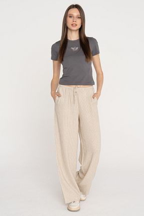 شلوار طوسی زنانه مخلوط کتان Jack & Jones - کد 930742402