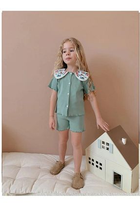 ست بالاتنه و پائین تنه فیروزه ای بچه گانه بافتنی My Kids Wear - کد 940773596