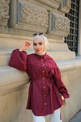 پیراهن حجاب زرشکی زنانه رگولار LOCCO - کد 940626296
