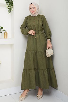 لباس حجاب خاکی زنانه رگولار HARMAN BUTİK - کد 940651956