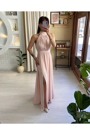 لباس مجلسی و فارغ التحصیلی صورتی زنانه ساتن Sinemsi Butik - کد 940694115
