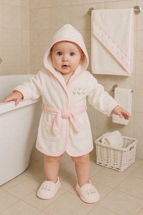 حوله پالتوئی نوزاد و کودک صورتی بچه گانه پارچه Cherub Baby - کد 742154128