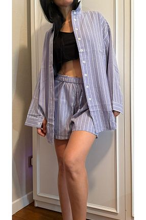 ست بالاتنه و پائین تنه آبی زنانه بافتنی Lovely butik - کد 940711326