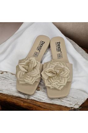 دمپائی بژ زنانه پاشنه تخت Moda fiesta - کد 940725513