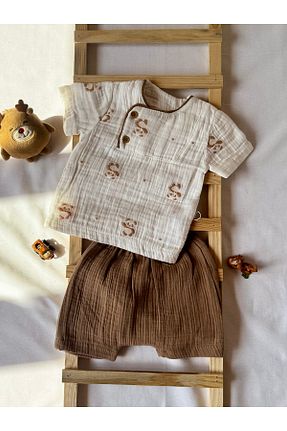 ست نوزادی قهوه ای بچه گانه پنبه ای HEPSİ BEBEK - کد 940724987