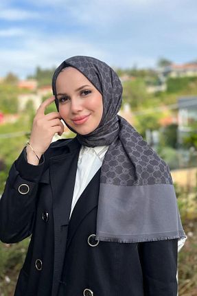 شال طوسی زنانه پلی استر Aker - کد 778137757