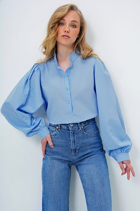 پیراهن آبی زنانه رگولار Trend Alaçatı Stili - کد 929619087