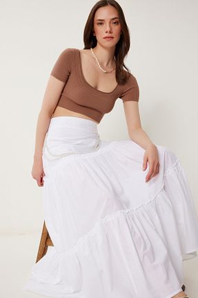 دامن سفید زنانه ساده Happiness İstanbul - کد 933170681