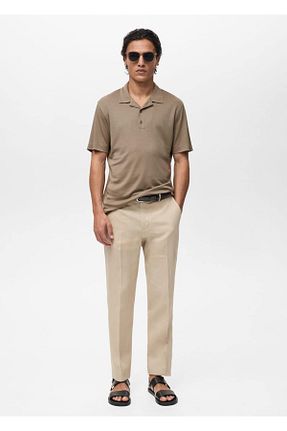 تیشرت خاکی مردانه یقه پولو MANGO Man - کد 928042426