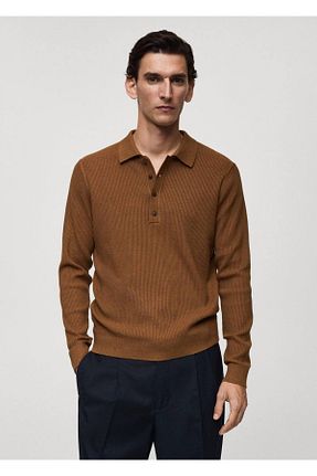 پلیور قهوه ای مردانه ساده MANGO Man - کد 875163593