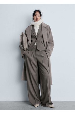 شلوار قهوه ای زنانه پارچه MANGO - کد 898997102