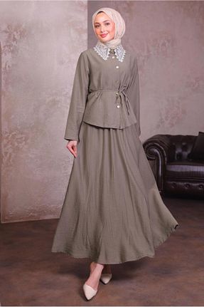 ست بالاتنه و پائین تنه حجاب قهوه ای زنانه رگولار TRENDTESETTÜR - کد 938968983