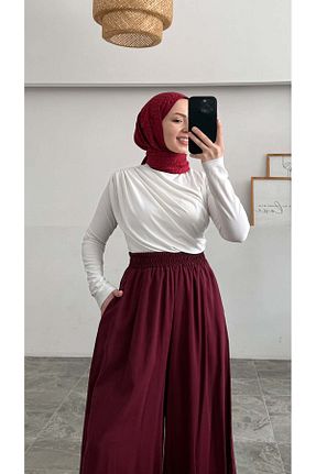 شلوار زرشکی زنانه بافتنی Hatun Atila - کد 929439410