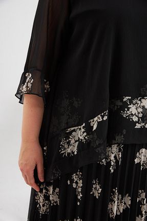 لباس سایز بزرگ مشکی زنانه پلی استر Rmg - کد 939031141