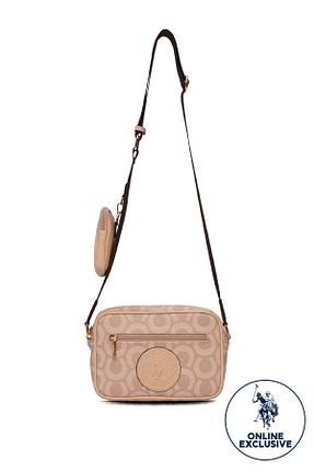 کیف پستچی بژ زنانه چرم مصنوعی U.S. Polo Assn. - کد 933865770