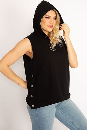سوئیشرت سایز بزرگ مشکی زنانه سایز بزرگ Şans - کد 367656881