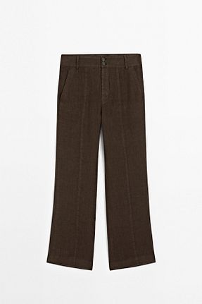 شلوار قهوه ای زنانه کتان Massimo Dutti - کد 939039317