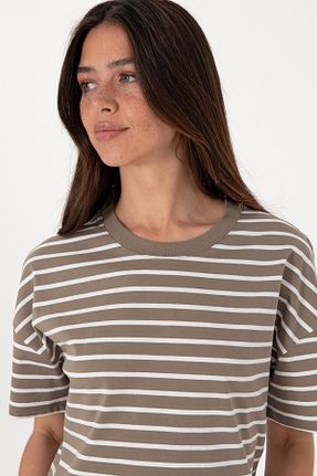 تیشرت قهوه ای زنانه اورسایز U.S. Polo Assn. - کد 929157550