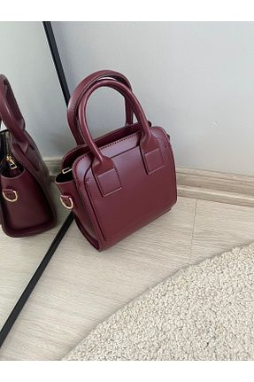 کیف دوشی زرشکی زنانه چرم مصنوعی ESNEVA - کد 900864386
