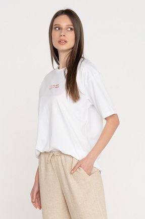 تیشرت سفید زنانه اورسایز Jack & Jones - کد 929667984
