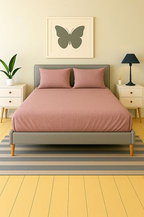 ست ملحفه دونفره صورتی پنبه ای Home - کد 890666726