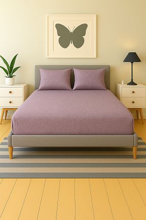 ست ملحفه دونفره بنفش پنبه ای Home - کد 890665824