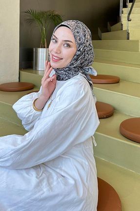 روسری قهوه ای پلی استر lamelif - کد 939114277