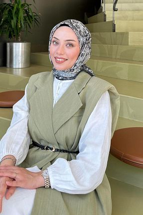 روسری طوسی پلی استر lamelif - کد 939114810