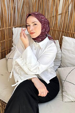 روسری زرشکی پلی استر lamelif - کد 939124975