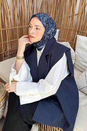 روسری سرمه ای پلی استر lamelif - کد 939122147