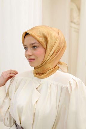 روسری زرد پلی استر Silk Home - کد 902707520