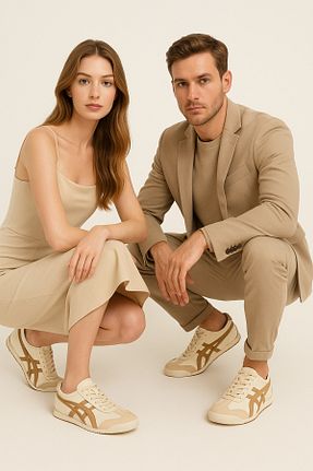 کفش اسنیکر بژ زنانه بند دار Oregon Shoes - کد 902354460