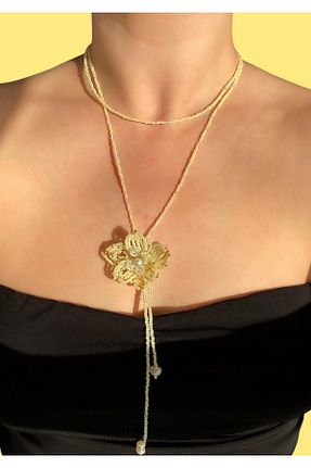 گردنبند جواهر زرد زنانه منجق Glowelier - کد 938881436