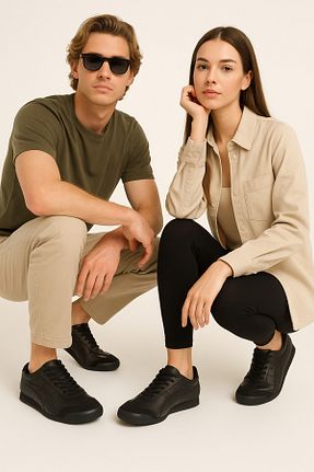 کفش اسنیکر مشکی زنانه بند دار Oregon Shoes - کد 902154083