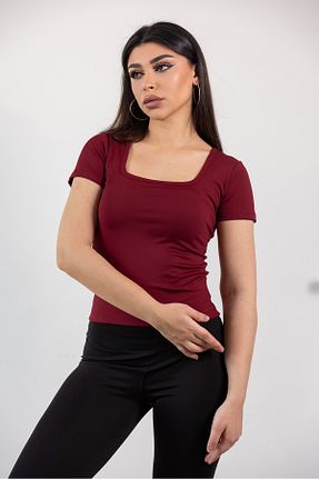 بادی زرشکی زنانه یقه مربعی KHAB PREMİUM - کد 920533239